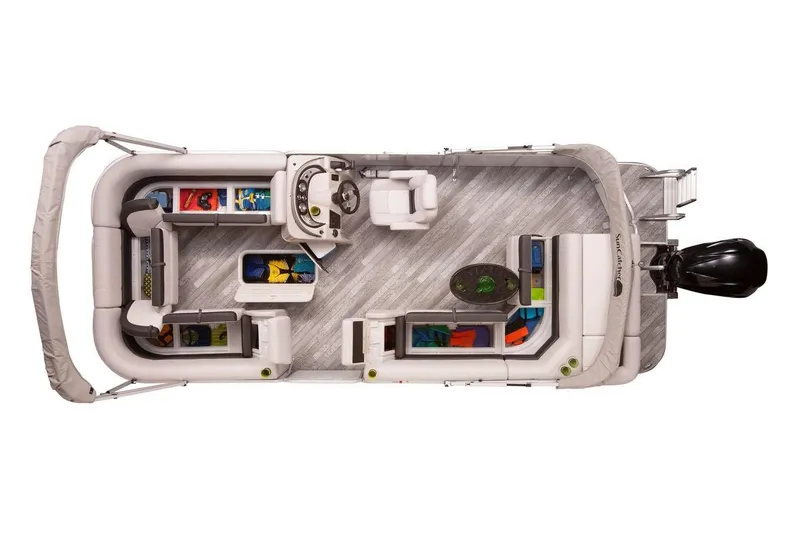 Slide: The Image of Manufacturer Provided Image: 2019 SunCatcher V322 Cruise pontoon boat interior layout, top view. - 31