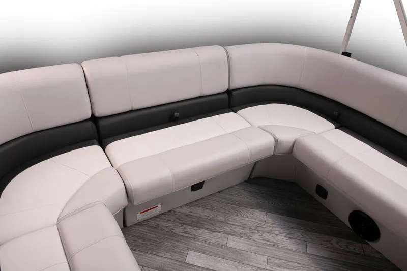 Slide: The Image of Manufacturer Provided Image: 2019 SunCatcher V322 Cruise boat interior with plush seating and wood flooring. - 33