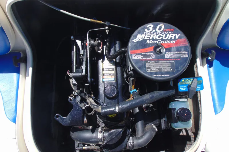 Slide: The Image of 2006 Bayliner 175 Bowrider engine compartment with Mercury MerCruiser 3.0L engine. - 11