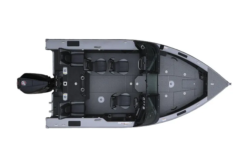 Slide: The Image of Manufacturer Provided Image: Top view of 2025 Lund 1875 Pro-V fishing boat with seating and motor. - 15