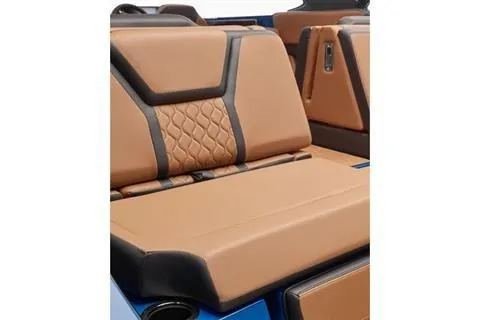 Slide: The Image of 2026 Yamaha Boats 255XD interior with luxurious tan leather seating and modern design. - 4