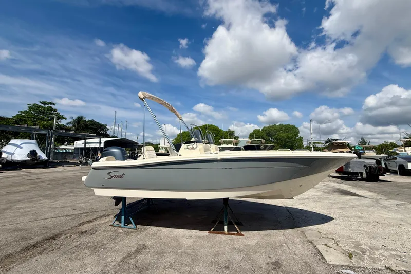 The Image of 2026 Scout 188 Sport Dorado boat on display under a clear blue sky. - 0