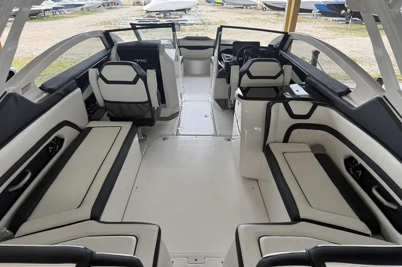 Slide: The Image of 2026 Yamaha Boats 275SD interior with sleek seating and modern design. - 1