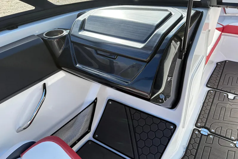Slide: The Image of Interior of 2023 Scarab 215 ID boat, featuring sleek design and modern amenities. - 14