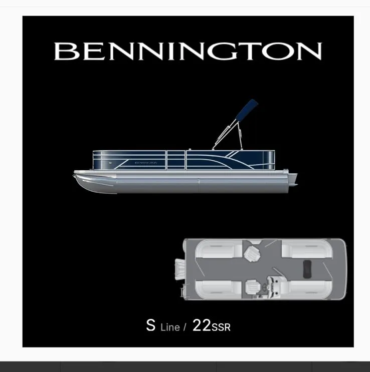 The Image of Bennington S-1 22 SSR Twin Tube 2026 pontoon boat, side and top view. - 1