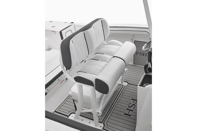 Slide: The Image of Yamaha 252 FSH Sport 2025 boat seat with gray upholstery. - 7