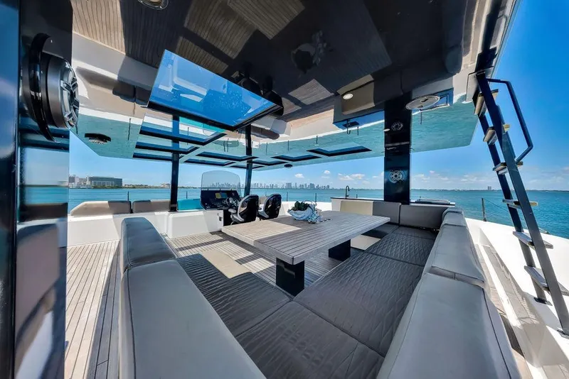 Slide: The Image of Luxurious Sunreef 68 Supreme yacht interior, 2018 model, with panoramic ocean views. - 15