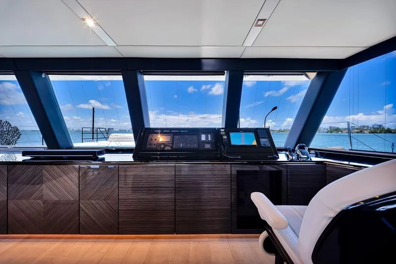 Slide: The Image of Luxurious helm of 2018 Sunreef 68 Supreme yacht with panoramic ocean views. - 25
