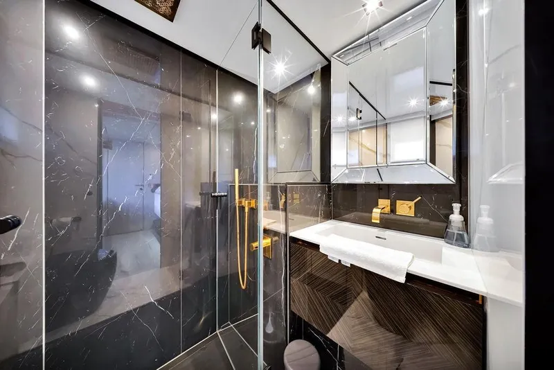 Slide: The Image of Luxurious bathroom in 2018 Sunreef 68 Supreme yacht with modern fixtures and elegant design. - 32