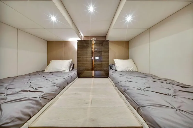 Slide: The Image of Luxurious twin cabin interior of 2018 Sunreef 68 Supreme yacht with modern design. - 36
