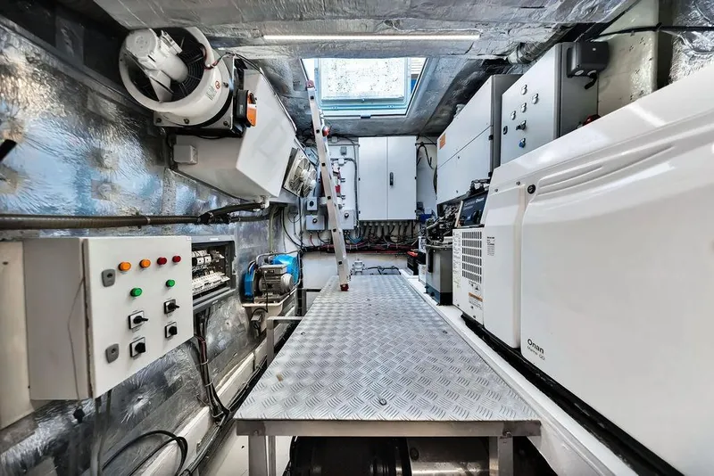 Slide: The Image of Engine room of 2018 Sunreef 68 Supreme yacht with control panels and equipment. - 41