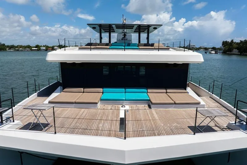 Slide: The Image of Luxurious 2018 Sunreef 68 Supreme yacht with spacious deck and modern design. - 8