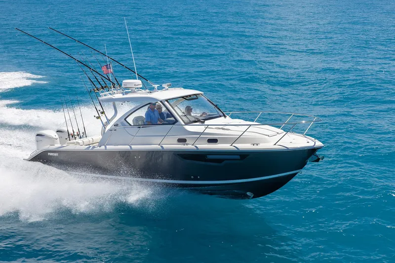 The Image of 2026 Pursuit OS 325 Offshore boat cruising on open blue water. - 0