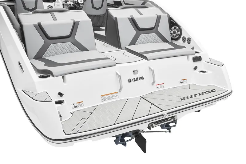 Slide: The Image of Manufacturer Provided Image: 2026 Yamaha Boats 222XD rear view, showcasing sleek seating and modern design. - 9