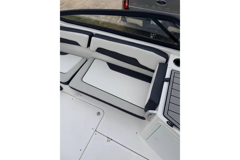 Slide: The Image of Interior of 2026 Yamaha AR195 boat with stylish seating. - 14