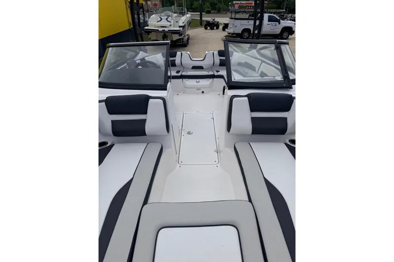 Slide: The Image of Interior view of 2026 Yamaha AR195 boat with modern seating. - 7