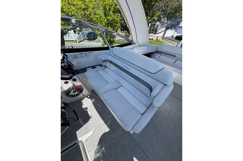 Slide: The Image of 2023 Formula 350 Crossover Bowrider OB interior with luxurious seating and modern design. - 25