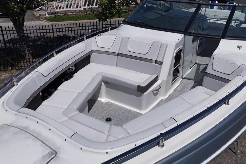 Slide: The Image of 2023 Formula 350 Crossover Bowrider OB with spacious seating and sleek design. - 32