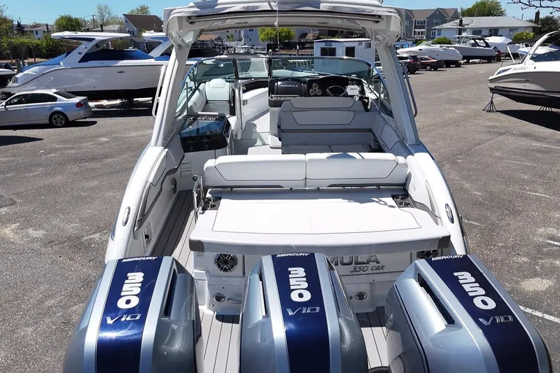 Slide: The Image of 2023 Formula 350 Crossover Bowrider OB with triple Mercury V10 engines. - 5