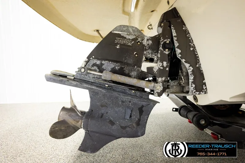 Slide: The Image of 2007 Glastron GXL 205 boat propeller and stern drive detail. - 48