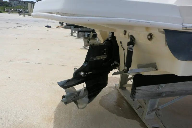 Slide: The Image of 2008 Sea Ray 260 Sundeck boat with MerCruiser outdrive on trailer. - 2