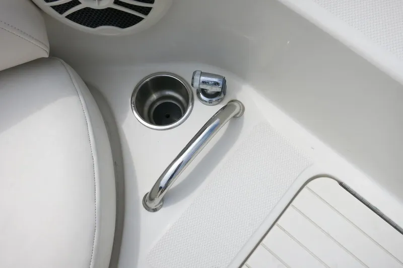 Slide: The Image of Interior detail of 2008 Sea Ray 260 Sundeck with cup holder and grab handle. - 21