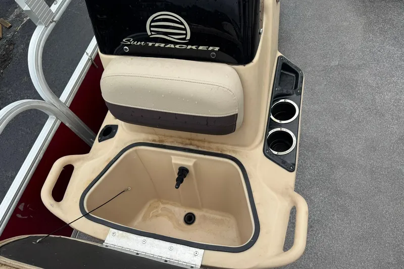Slide: The Image of 2019 Sun Tracker Bass Buggy 18 DLX boat seat with storage and cup holders. - 7