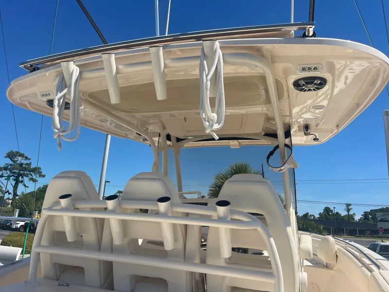 Slide: The Image of 2021 Grady-White Canyon 326 boat with sunshade and seating. - 10