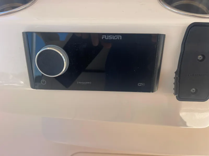 Slide: The Image of Fusion audio system in 2021 Grady-White Canyon 326 boat. - 16
