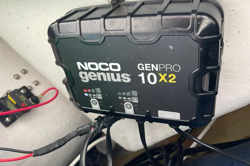 Slide: The Image of NOCO Genius GENPRO 10X2 charger installed on 2006 Protector Targa 28 boat. - 34