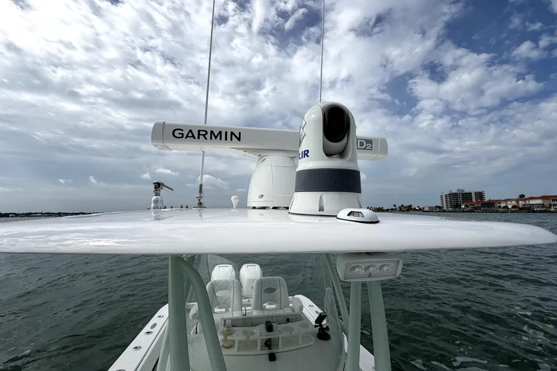 Slide: The Image of 2019 Contender 30 ST boat with Garmin radar and FLIR camera on the roof. - 18