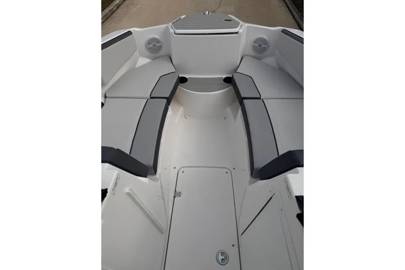 Slide: The Image of 2026 Yamaha Boats AR220 interior with sleek seating and modern design. - 6