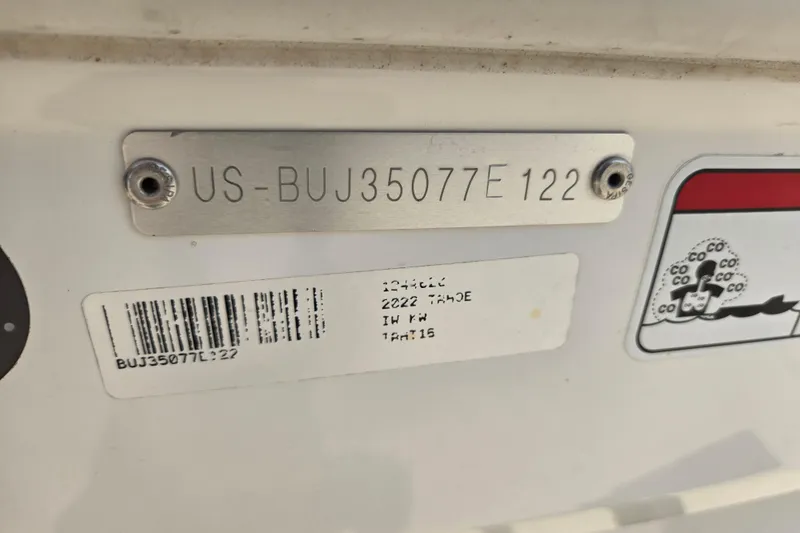 Slide: The Image of 2022 Tahoe T16 identification plate with serial number and barcode. - 9