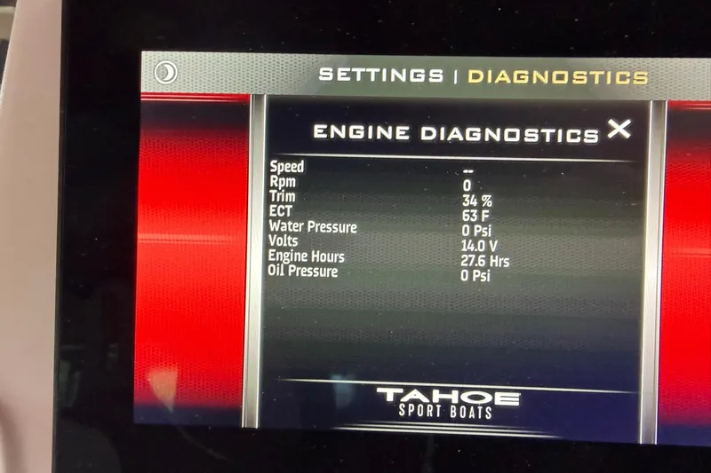 Slide: The Image of 2024 Tahoe T18 engine diagnostics display showing speed, RPM, trim, and other metrics. - 14
