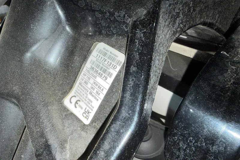 Slide: The Image of Sticker on a 2024 Tahoe T18 boat component displaying model and serial numbers. - 17