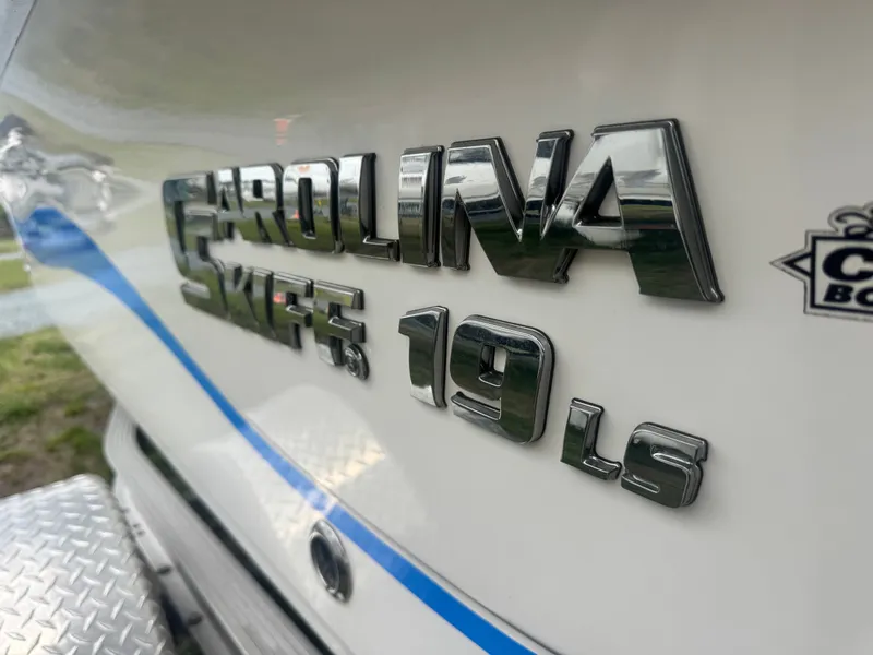 Slide: The Image of Close-up of Carolina Skiff 19 LS emblem, 2022 model. - 4