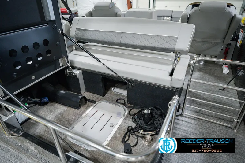 Slide: The Image of Interior of a 2022 Bennington 23 LTSB boat with seating and equipment. - 37