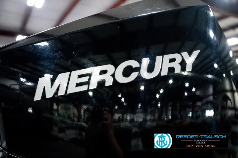 Slide: The Image of Close-up of Mercury engine on 2022 Bennington 23 LTSB boat. - 60