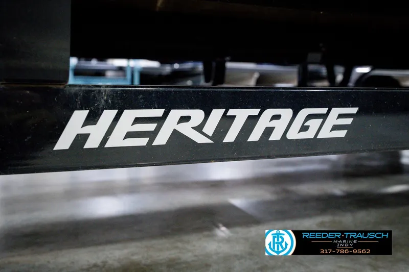 Slide: The Image of Close-up of 'Heritage' logo on Bennington 23 LTSB 2022 trailer. - 68