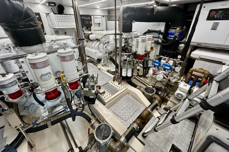 Slide: The Image of Engine room of 2024 Aicon Vivere 66 yacht, showcasing advanced machinery and equipment. - 120