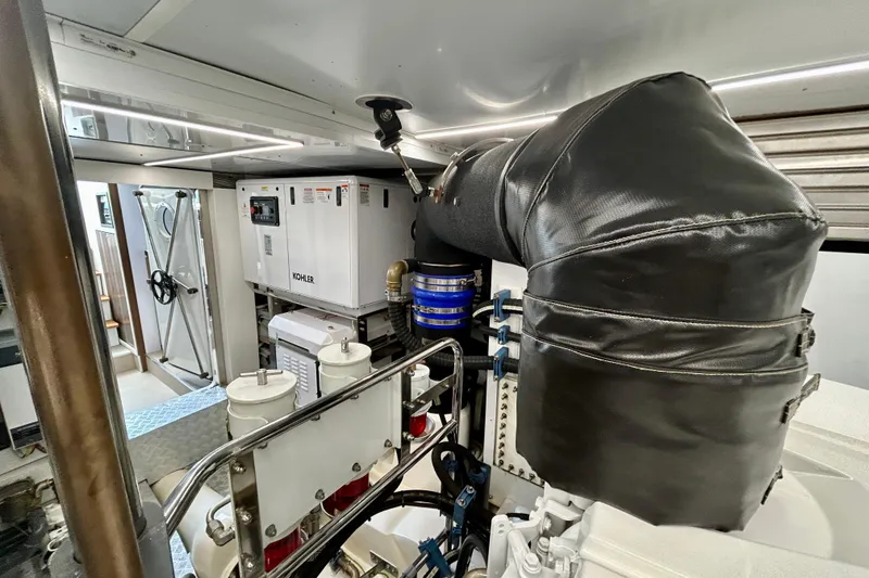 Slide: The Image of Engine room of 2024 Aicon Vivere 66 yacht with Kohler generator and advanced equipment. - 130