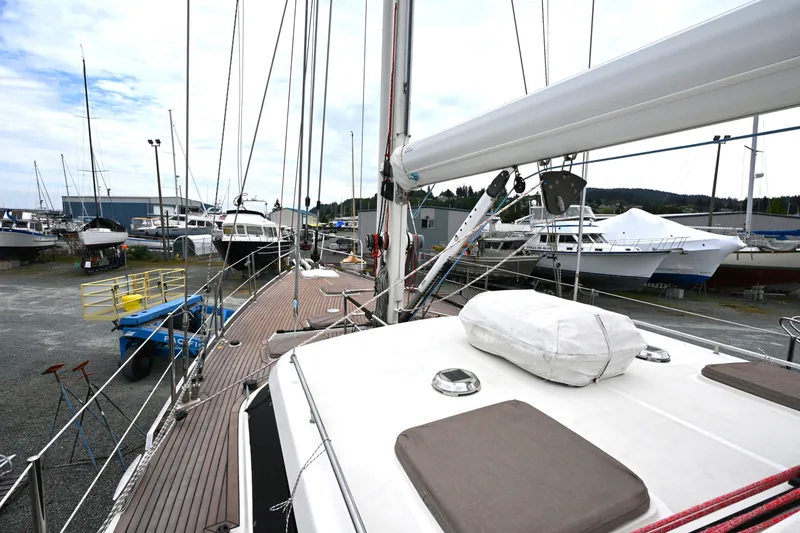 Slide: The Image of Sailboat in a marina, Waterline 50 model, 2006, surrounded by other boats. - 9