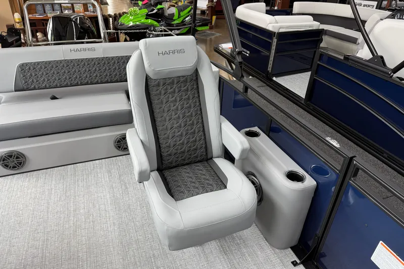 Slide: The Image of 2026 Harris Solstice 230 SLDH boat interior with luxurious seating and modern design. - 7