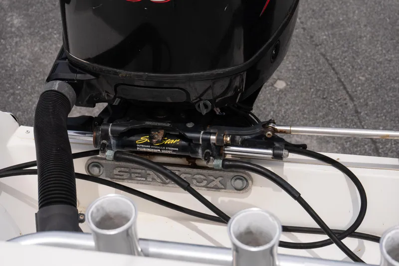 Slide: The Image of 2010 Sea Fox 256 Center Console boat engine and hydraulic steering system. - 22
