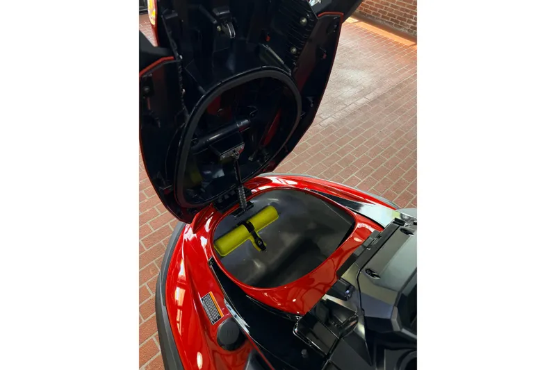 Slide: The Image of Open storage compartment of 2026 Yamaha WaveRunner FX Cruiser HO, showcasing interior details. - 13