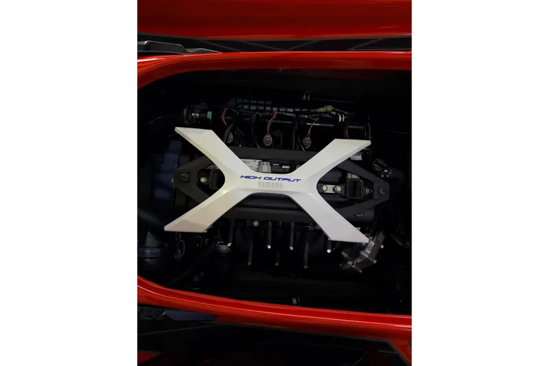 Slide: The Image of 2026 Yamaha WaveRunner FX Cruiser HO engine, high output design, red exterior. - 16