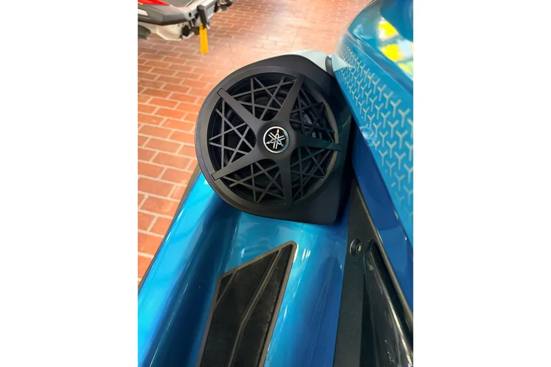 Slide: The Image of 2026 Yamaha WaveRunner FX Cruiser SVHO with sleek blue design and speaker detail. - 10