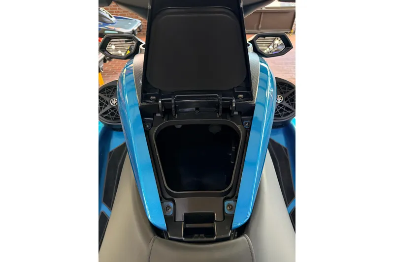 Slide: The Image of 2026 Yamaha WaveRunner FX Cruiser SVHO with open storage compartment, showcasing sleek design. - 14