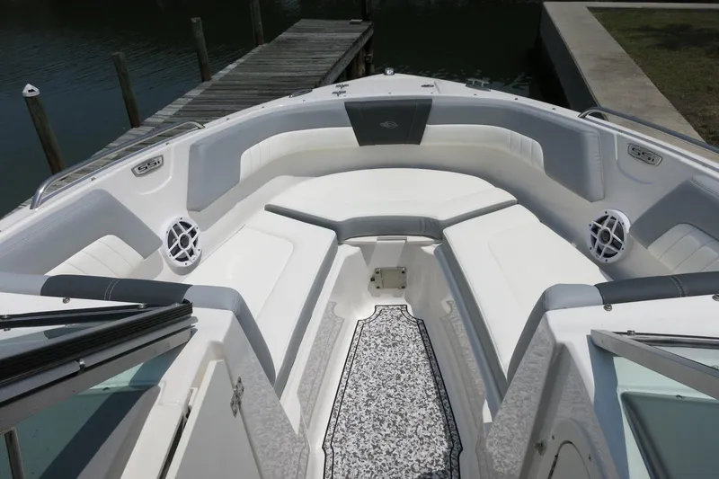 Slide: The Image of 2024 Chaparral 23 SSi OB boat interior with spacious seating and modern design. - 43
