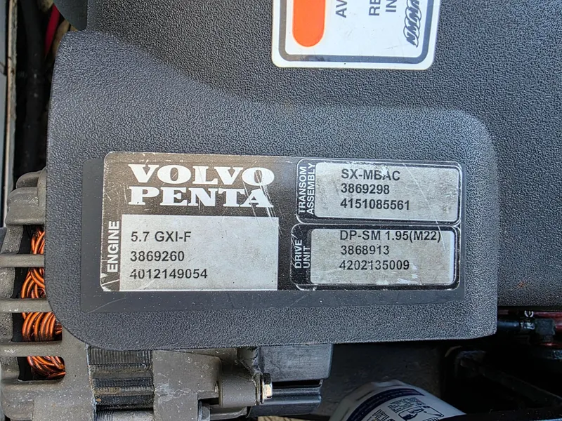 Slide: The Image of Close-up of a Volvo Penta engine with technical details and serial numbers. - 29